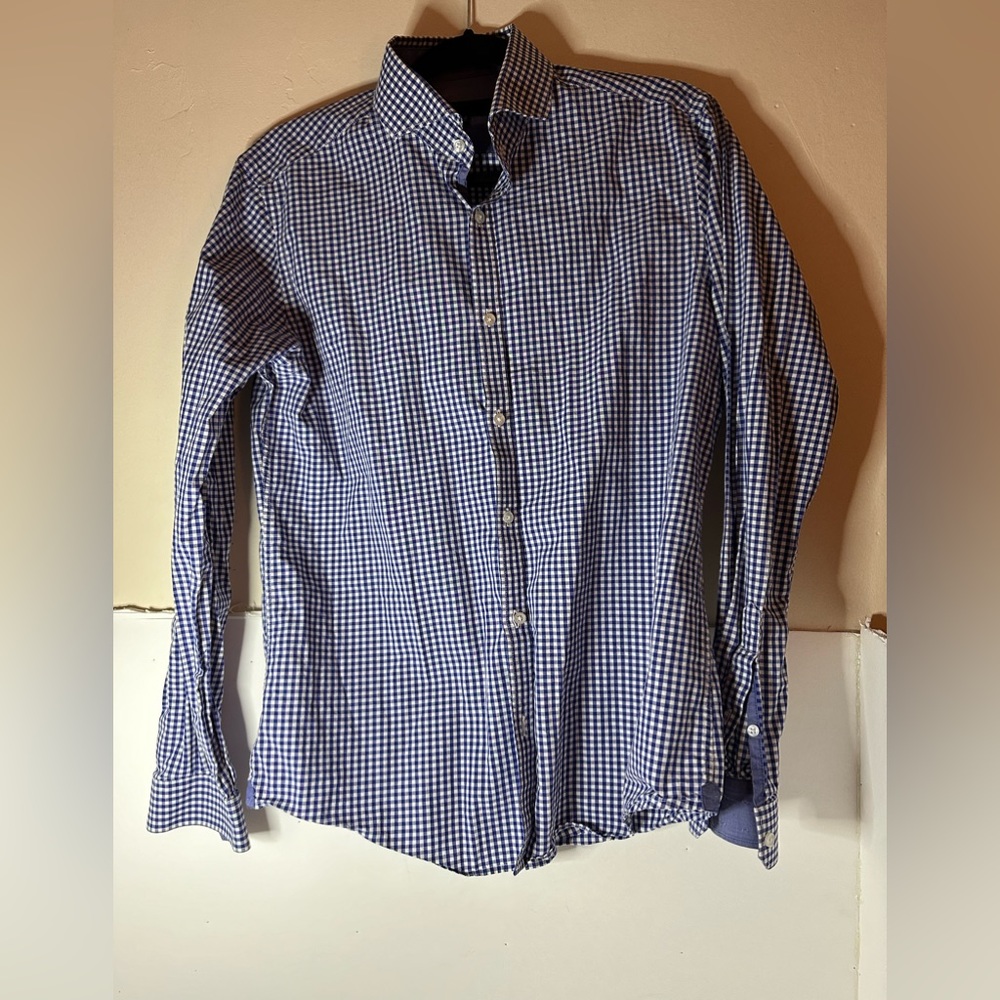 URBAN REVIVO men  shirt, medium  see tag for details, blue and white
